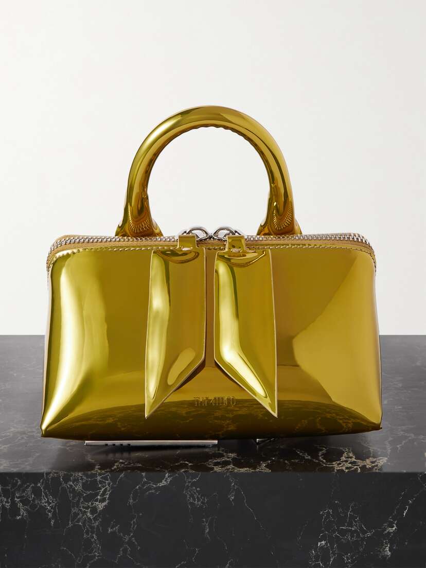 The Attico Friday Mini Leather-trimmed Mirrored Faux Leather Tote