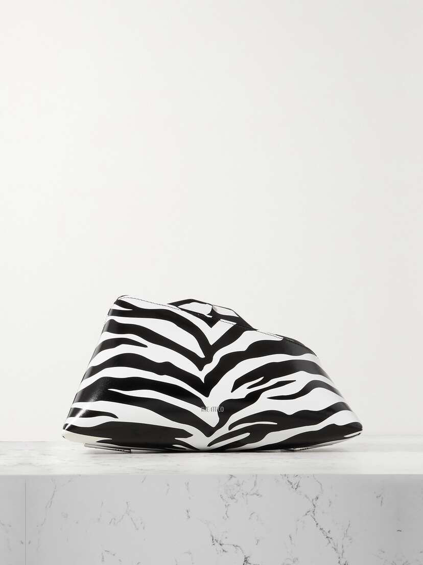 The Attico 8.30 Pm Zebra-print Leather Clutch