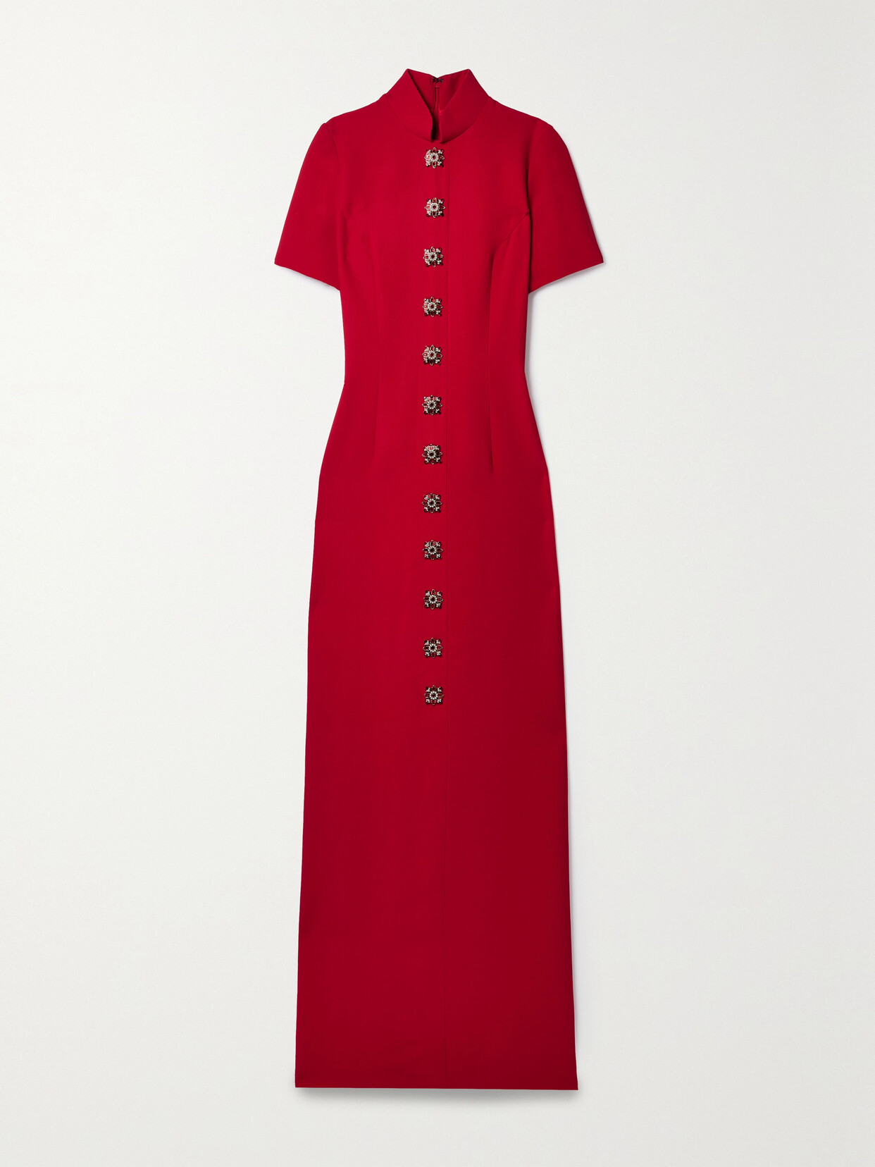 Andrew Gn Embellished Crepe Maxi Dress In Red