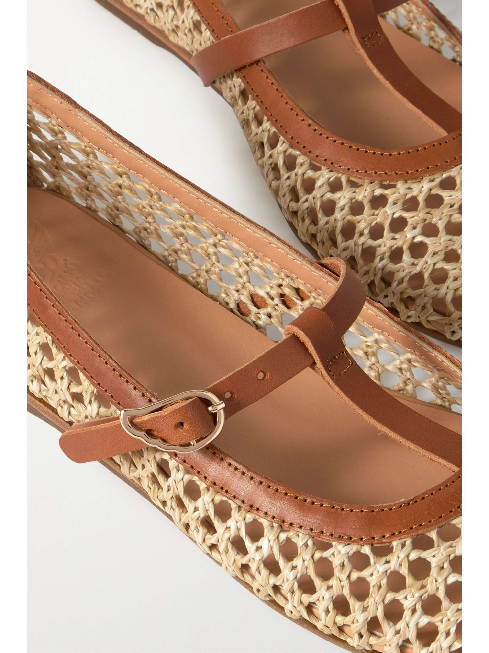 ANCIENT GREEK SANDALS Aerati leathertrimmed woven raffia ballet flats