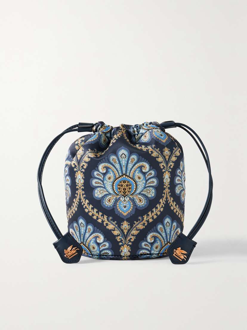 Etro Mini Leather-trimmed Printed Duchesse-satin Pouch
