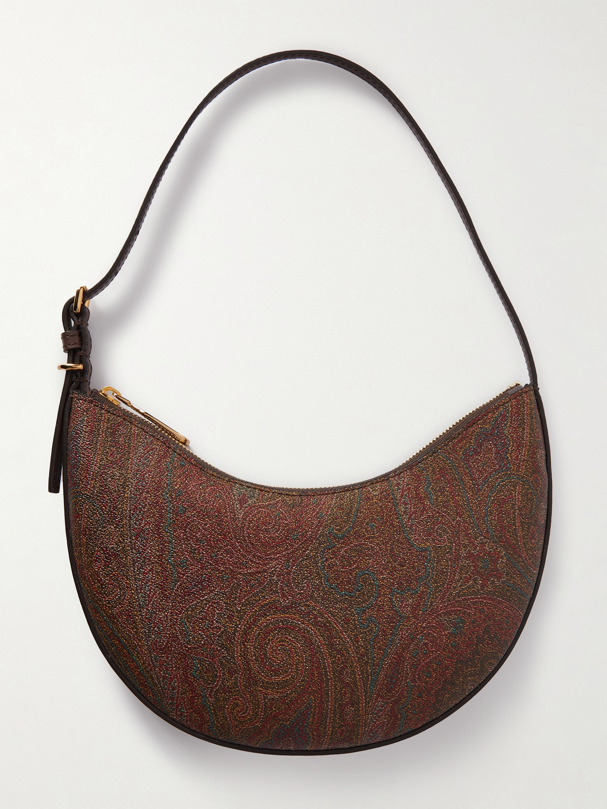 Etro - Leather-trimmed Paisley-print Coated-canvas Shoulder Bag - Brown