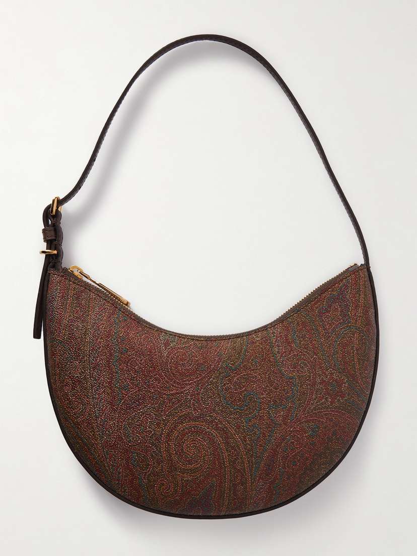 Etro Leather-trimmed Paisley-print Coated-canvas Shoulder Bag