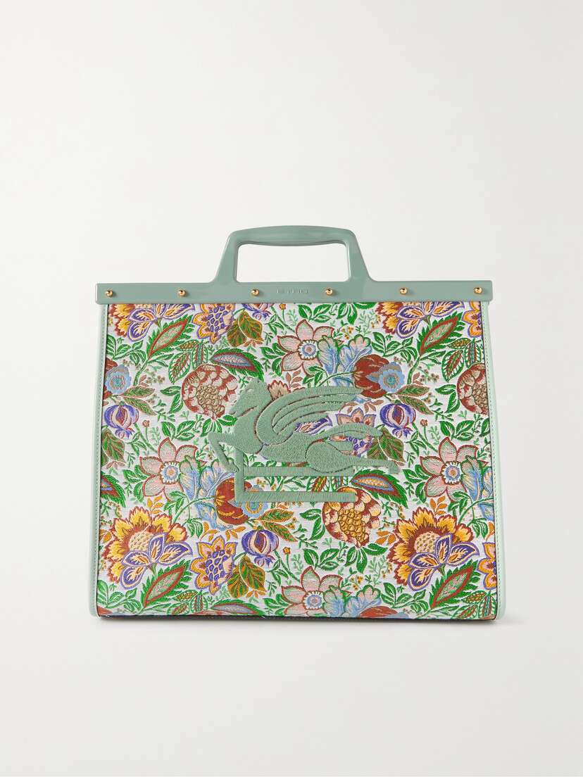 Etro Love Trotter Leather-trimmed Embroidered Floral-jacquard Tote