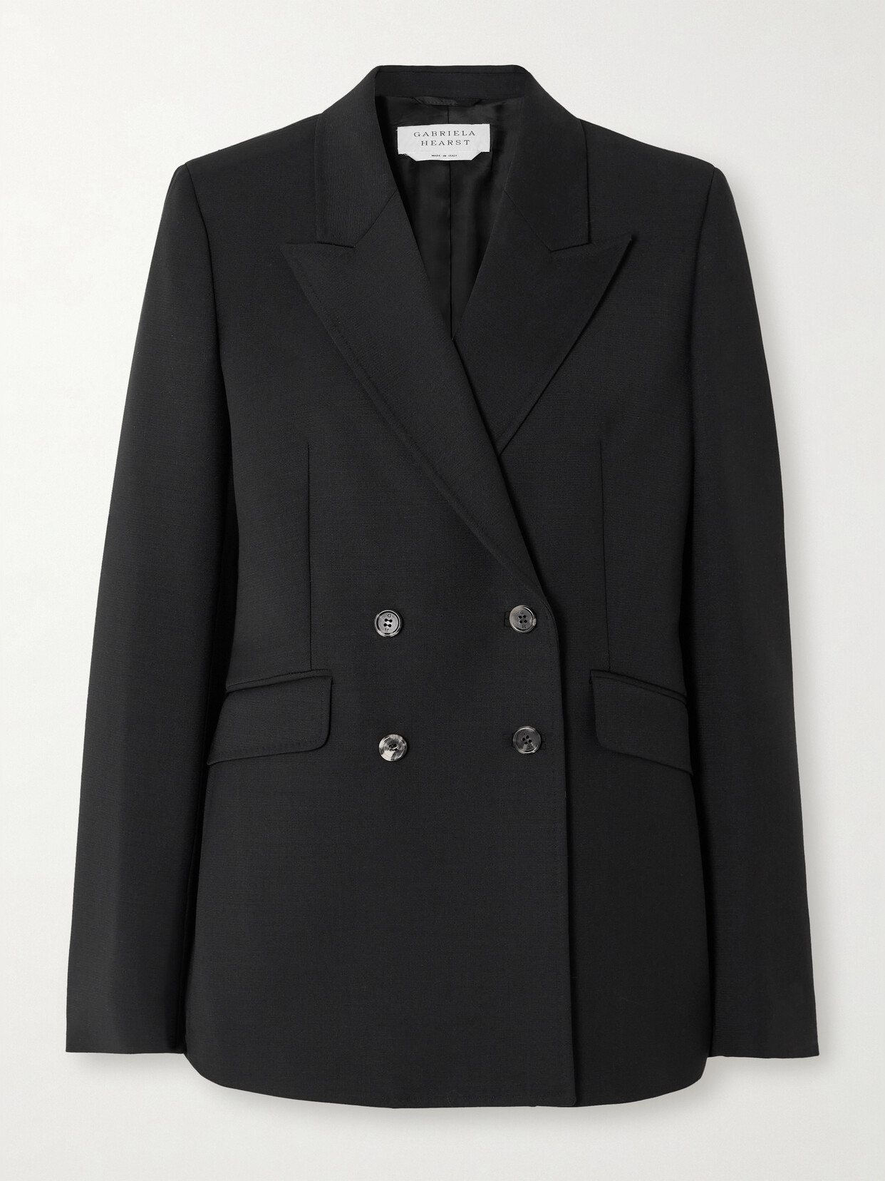 Gabriela Hearst - Angela Double-breasted Wool-crepe Blazer - Black