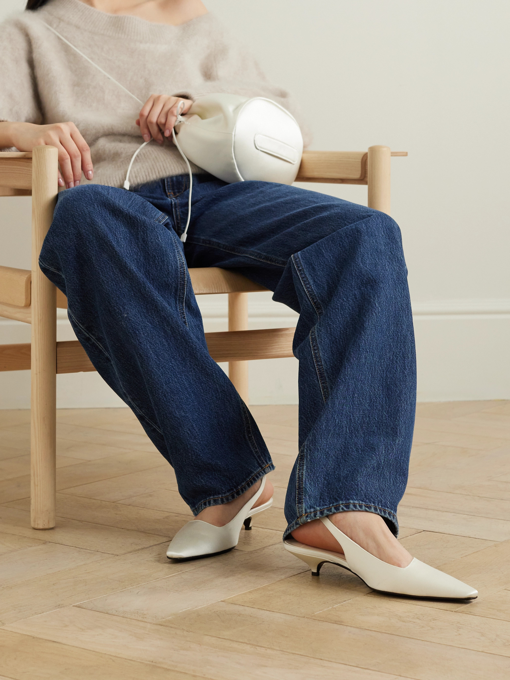 LOULOU DE SAISON + NET SUSTAIN Sulue satin slingback pumps thumbnail