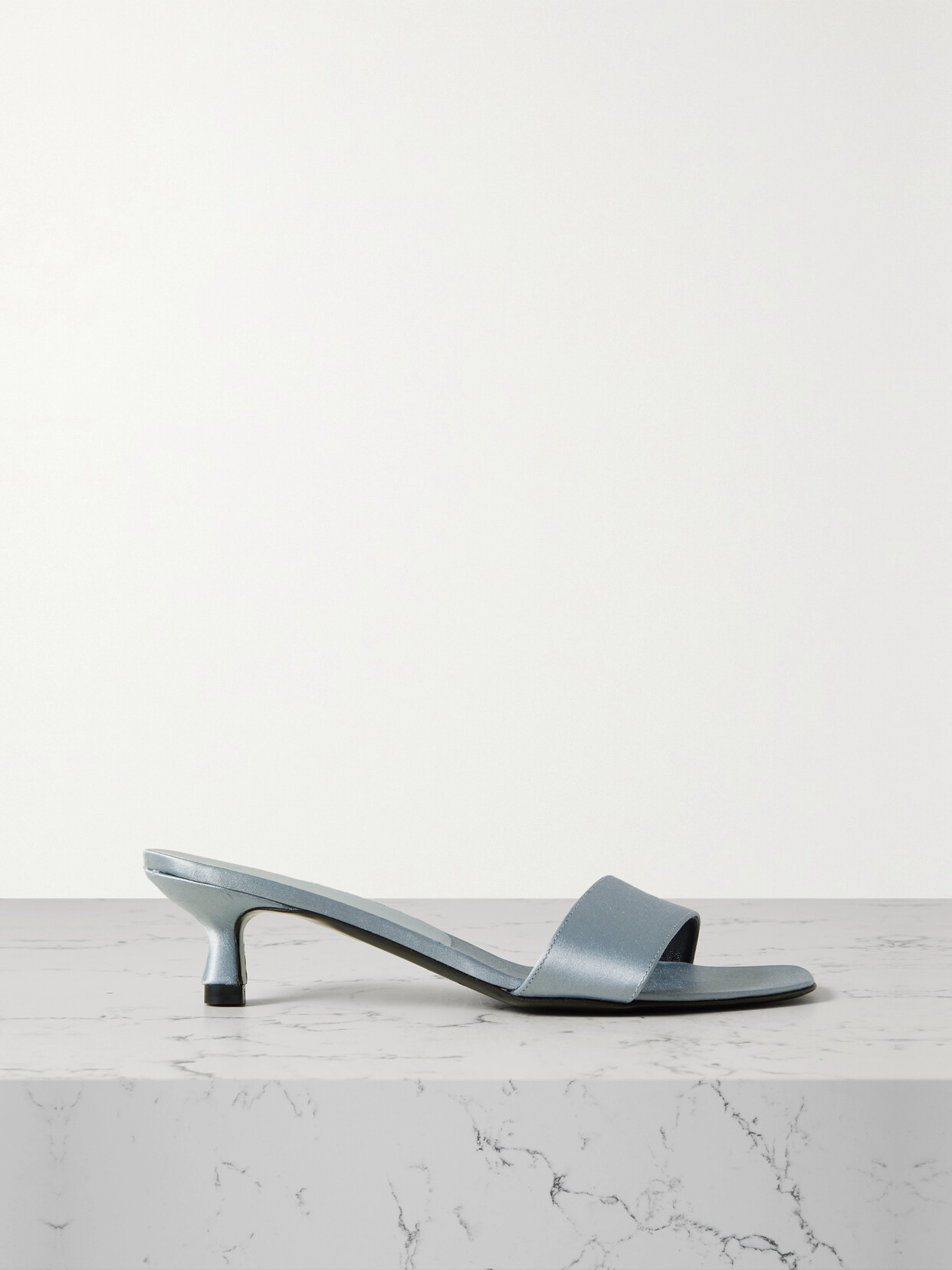 Loulou Studio + Net Sustain Elys Metallic Satin Mules In Blue