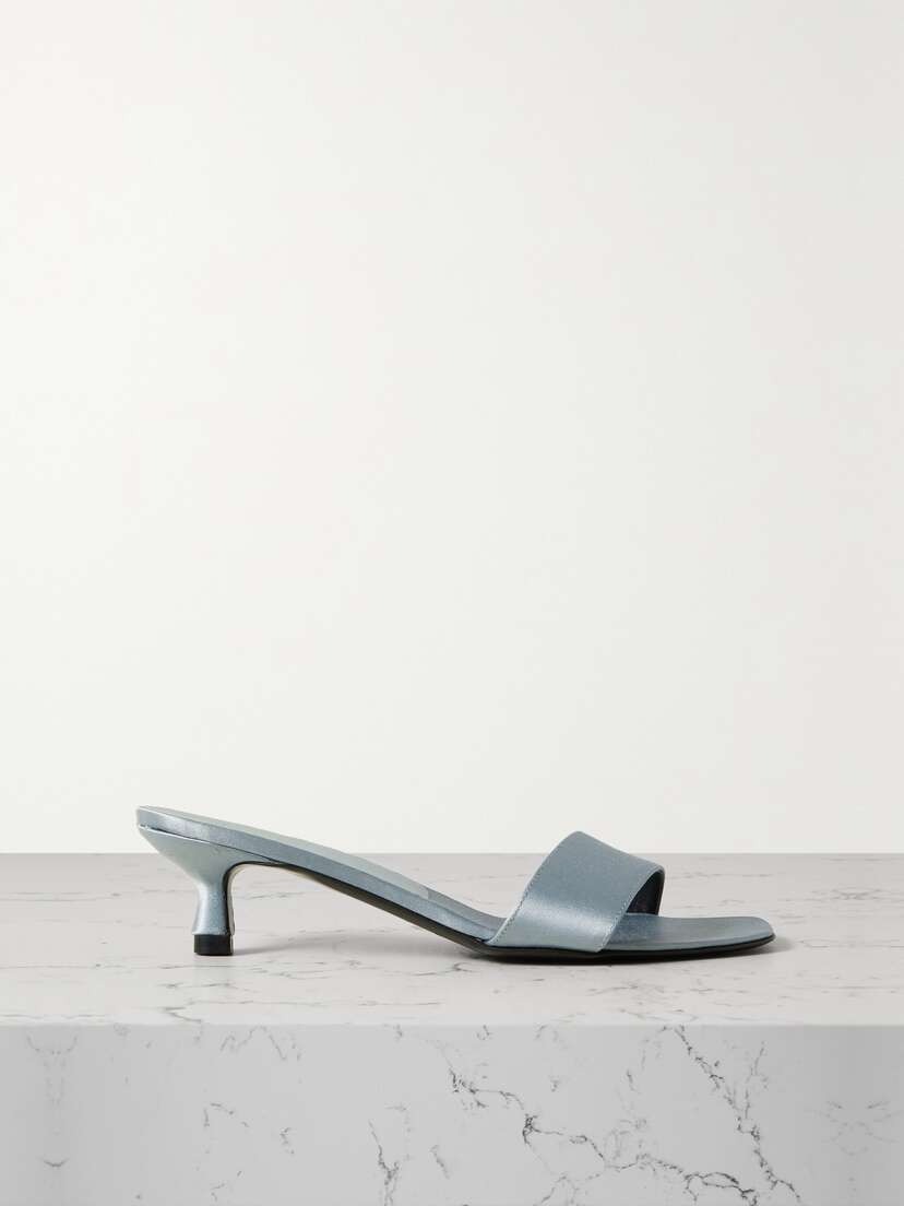 Loulou de Saison + Net Sustain Elys Metallic Satin Mules