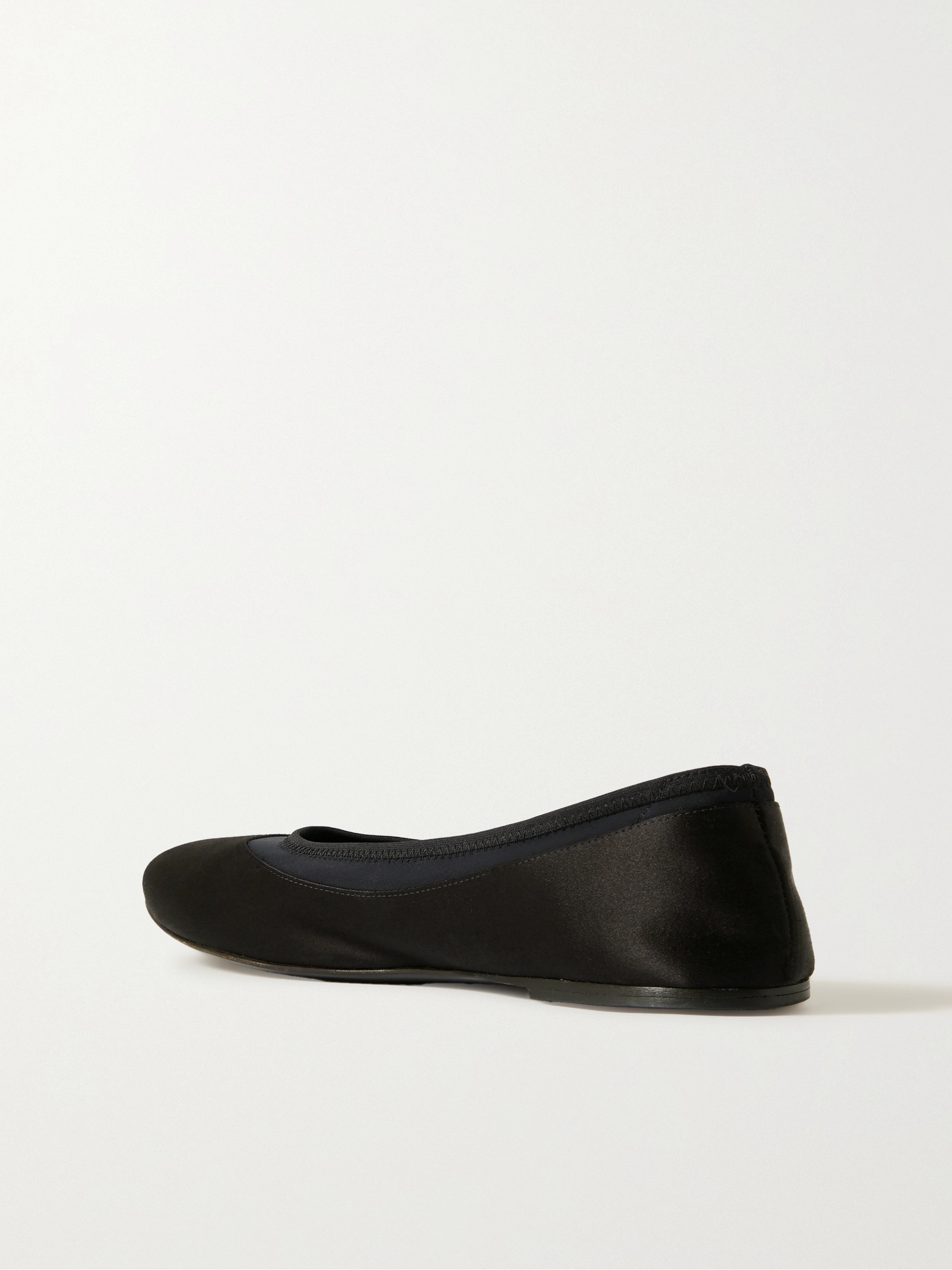 LOULOU DE SAISON + NET SUSTAIN Frano stretch jersey-trimmed satin ballet flats thumbnail