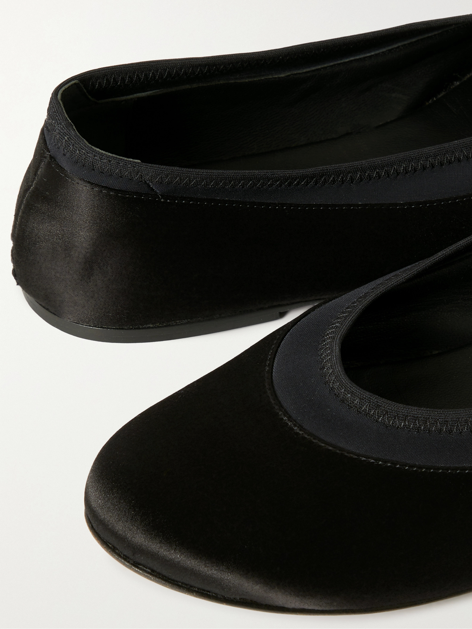 LOULOU DE SAISON + NET SUSTAIN Frano stretch jersey-trimmed satin ballet flats thumbnail