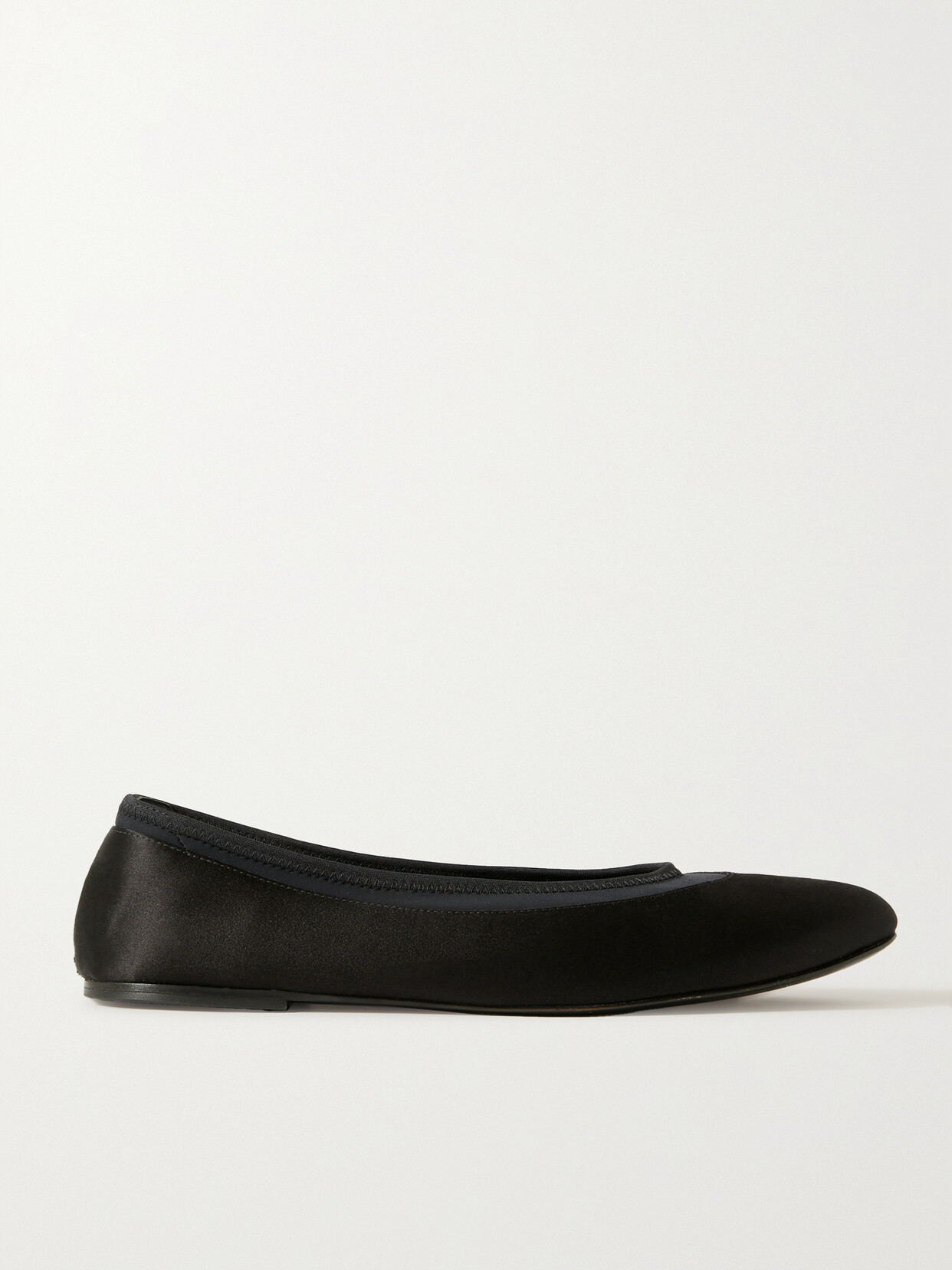 Shop Loulou Studio + Net Sustain Frano Stretch Jersey-trimmed Satin Ballet Flats In Black