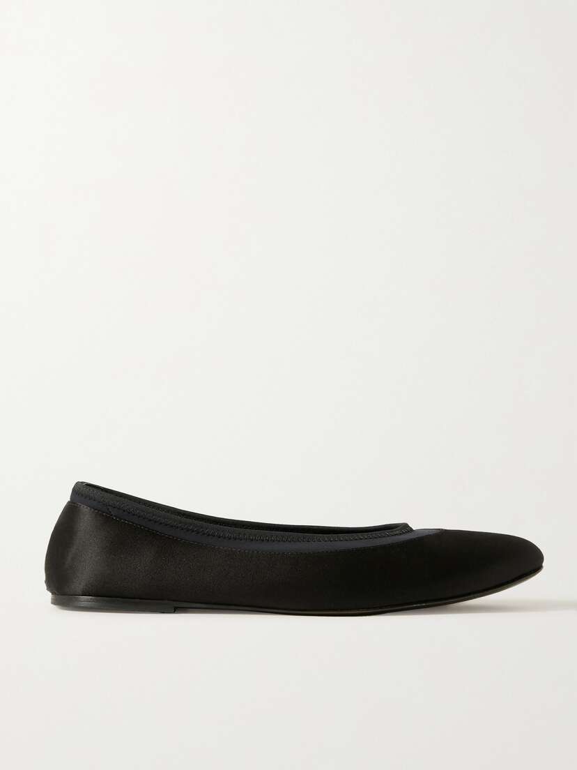 Loulou de Saison + Net Sustain Frano Stretch Jersey-trimmed Satin Ballet Flats