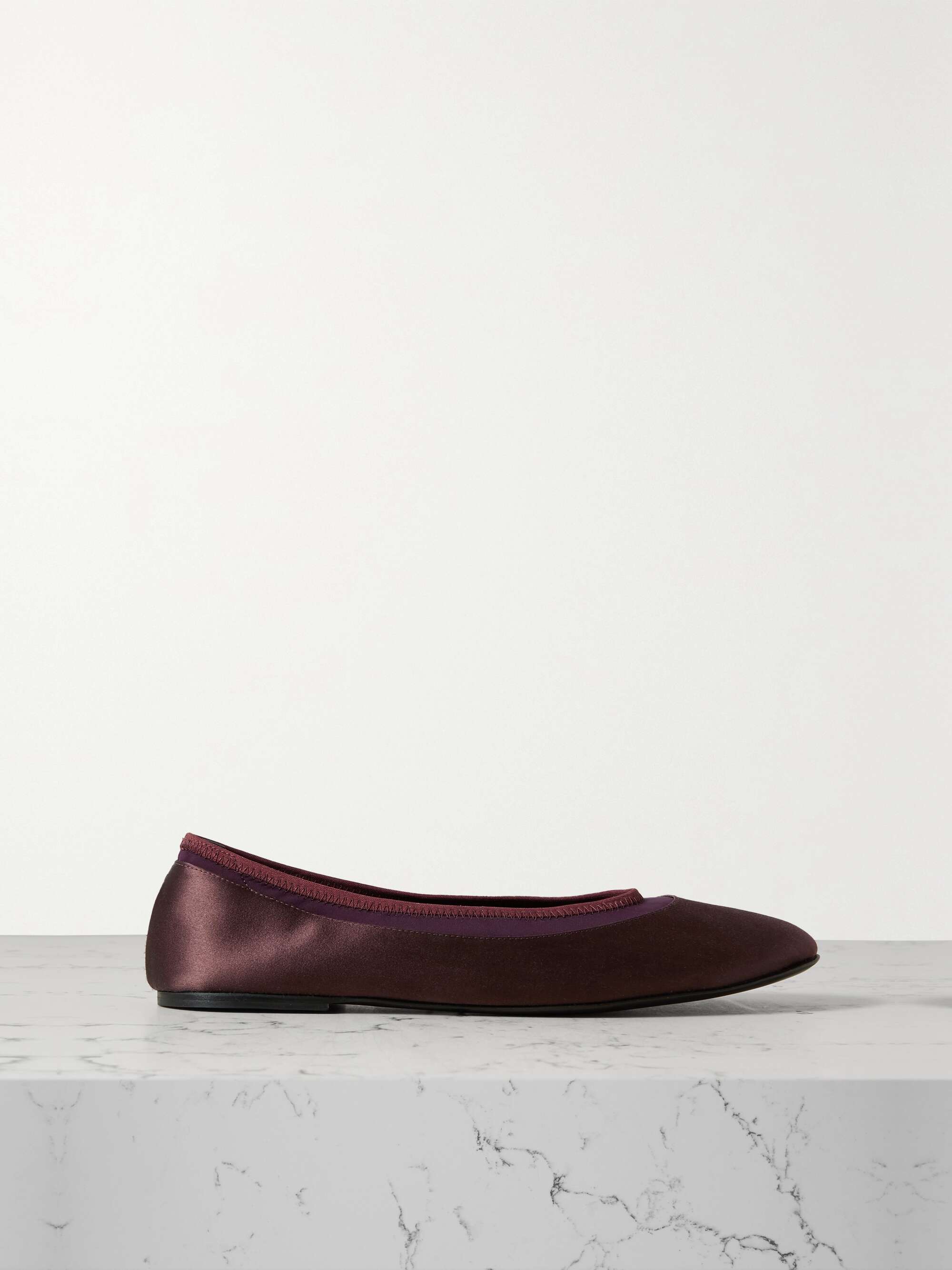 NET SUSTAIN Frano stretch jersey trimmed satin ballet flats burgundy IT35