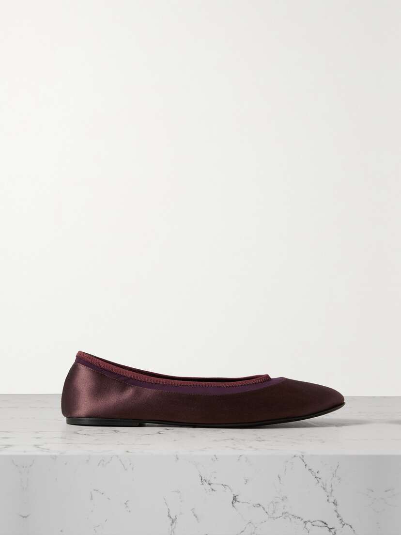 Loulou de Saison + Net Sustain Frano Stretch Jersey-trimmed Satin Ballet Flats