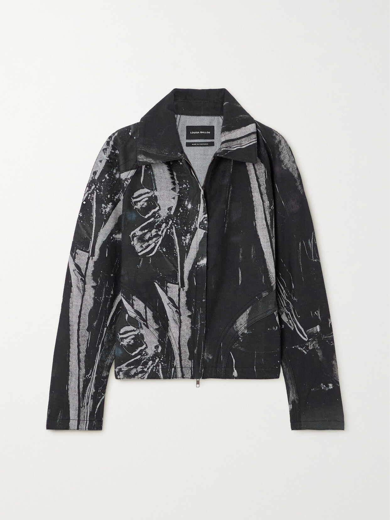 Louisa Ballou Printed Denim Jacket - Gray