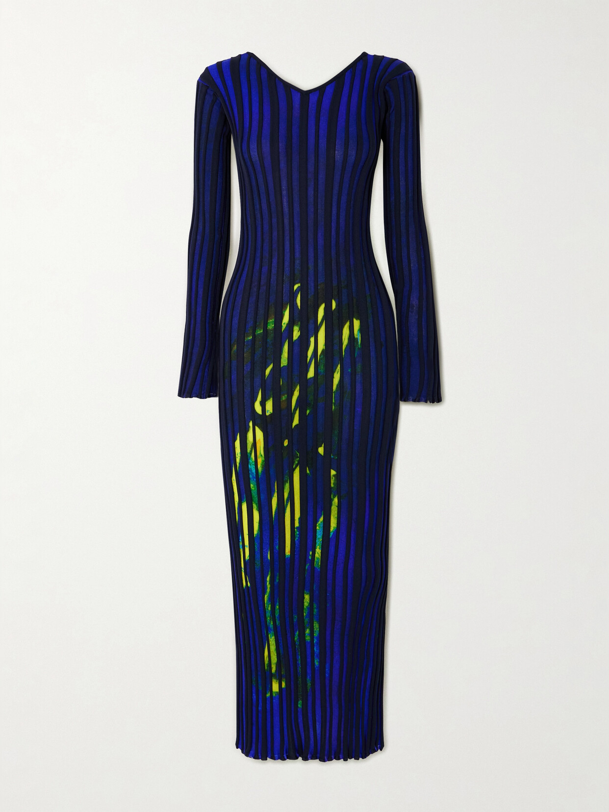 Louisa Ballou - Printed Ribbed-knit Midi Dress - Blue