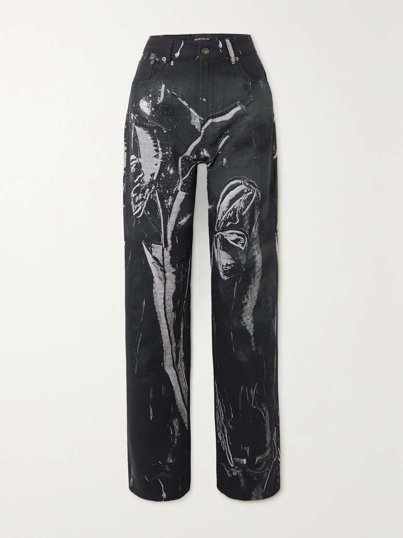 Louisa Ballou Printed High-rise Straight-leg Jeans