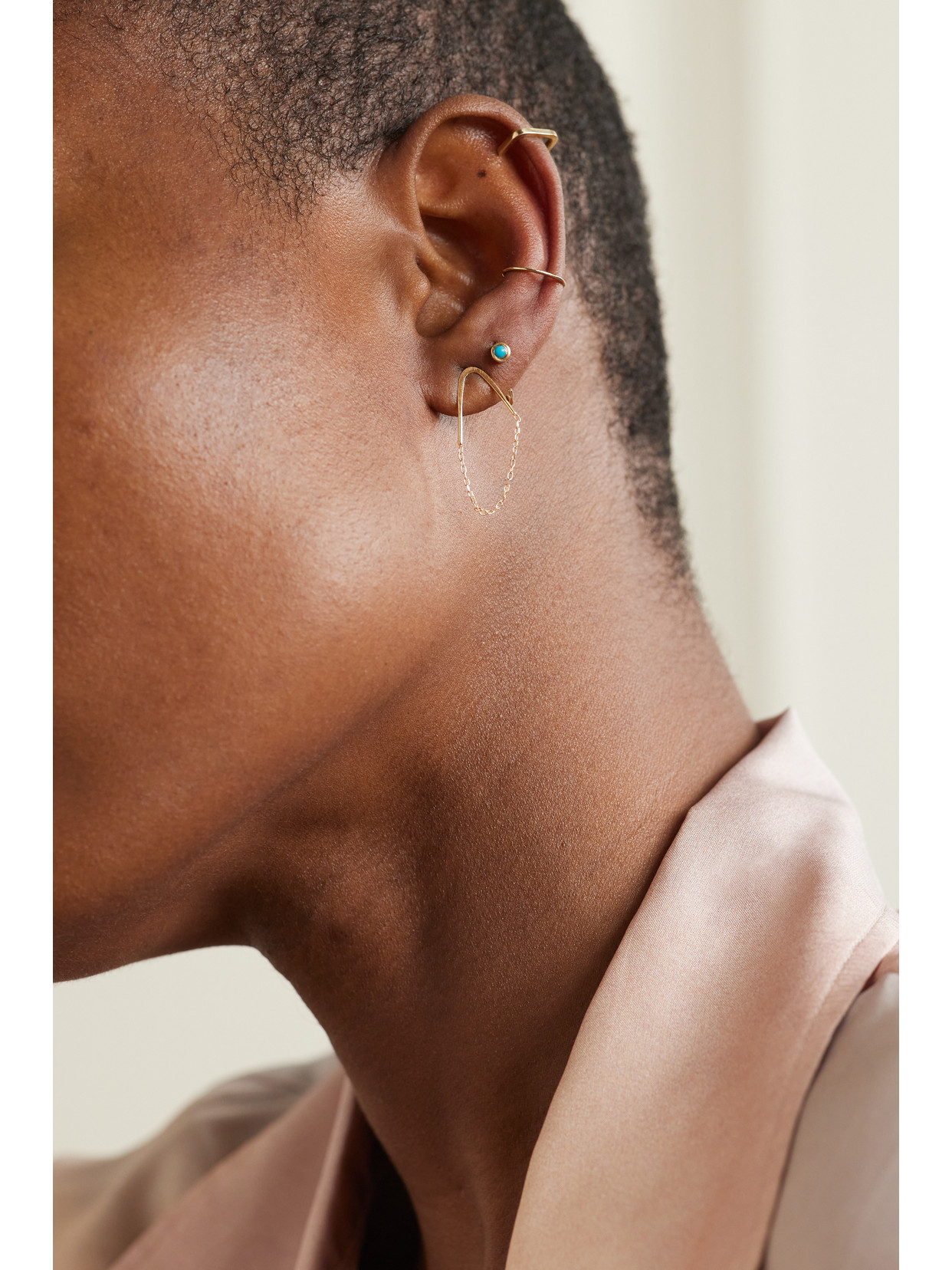 MELISSA JOY MANNING SINGLE CHAIN V DROP 14-KARAT RECYCLED GOLD EARRINGS