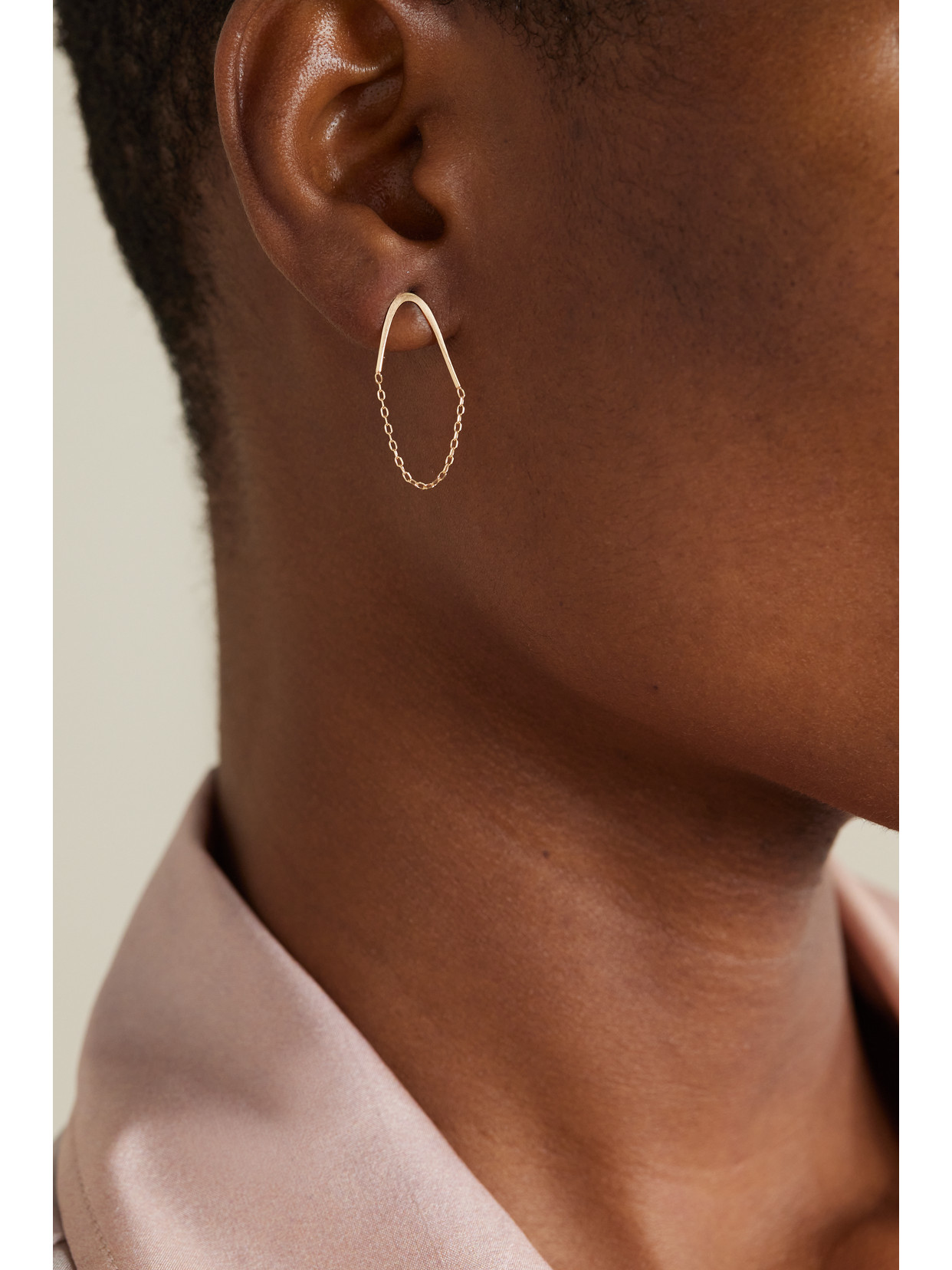 MELISSA JOY MANNING SINGLE CHAIN V DROP 14-KARAT RECYCLED GOLD EARRINGS