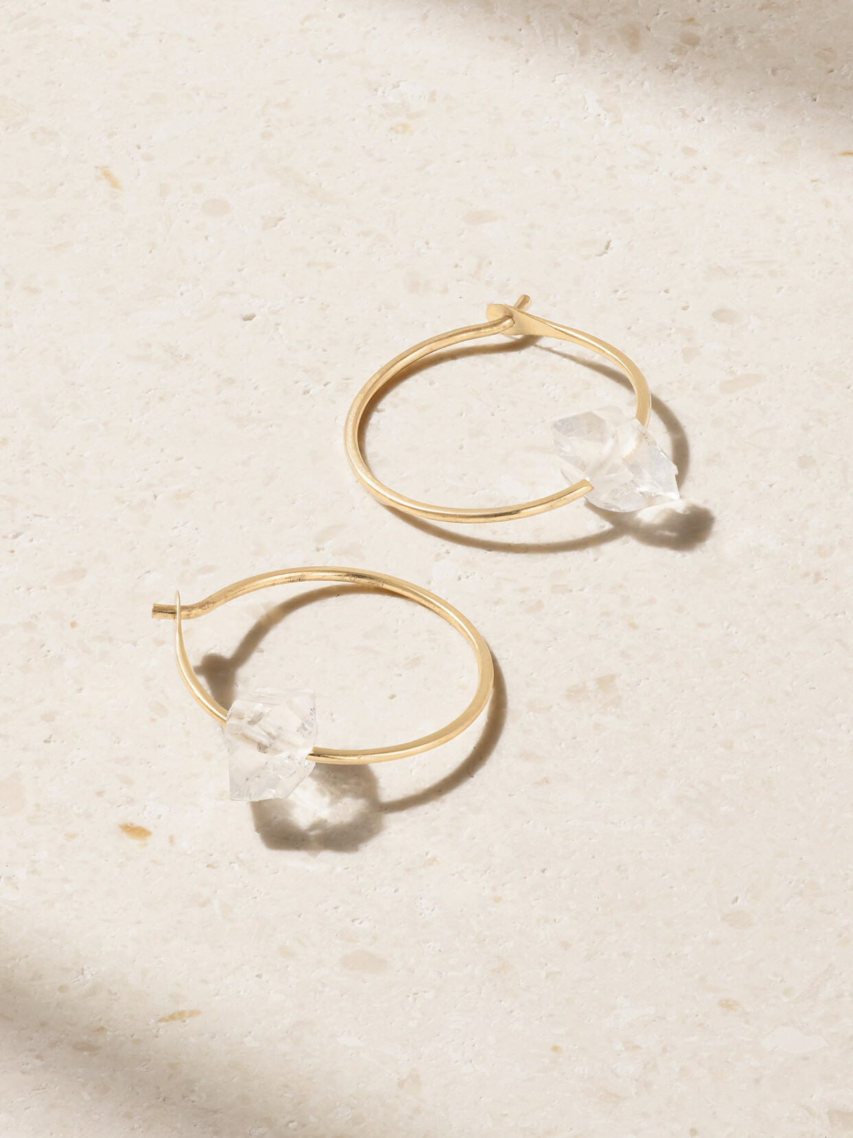 Melissa Joy Manning 14-karat Recycled Gold Herkimer Diamond Hoop Earrings