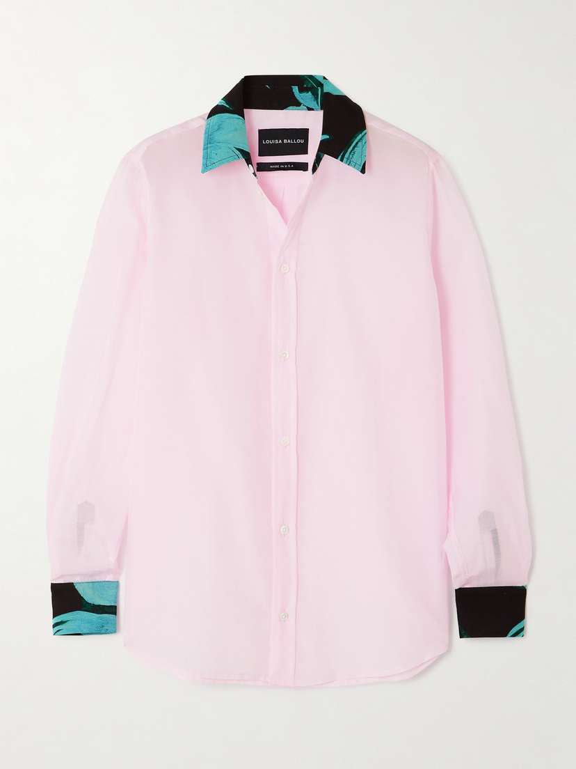 Louisa Ballou Printed Cotton And Silk-blend Shirt