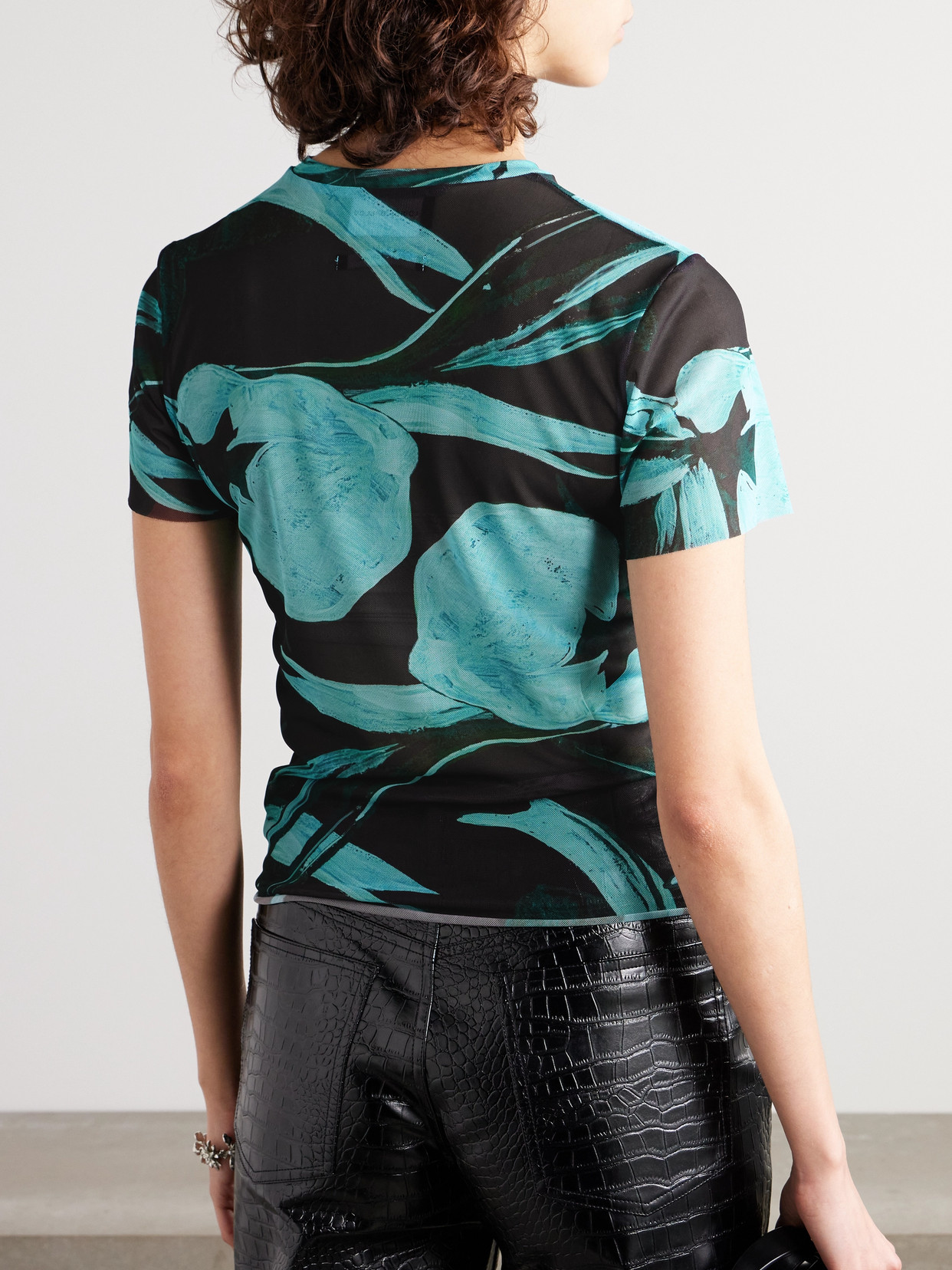 Printed Stretch-Mesh T-Shirt