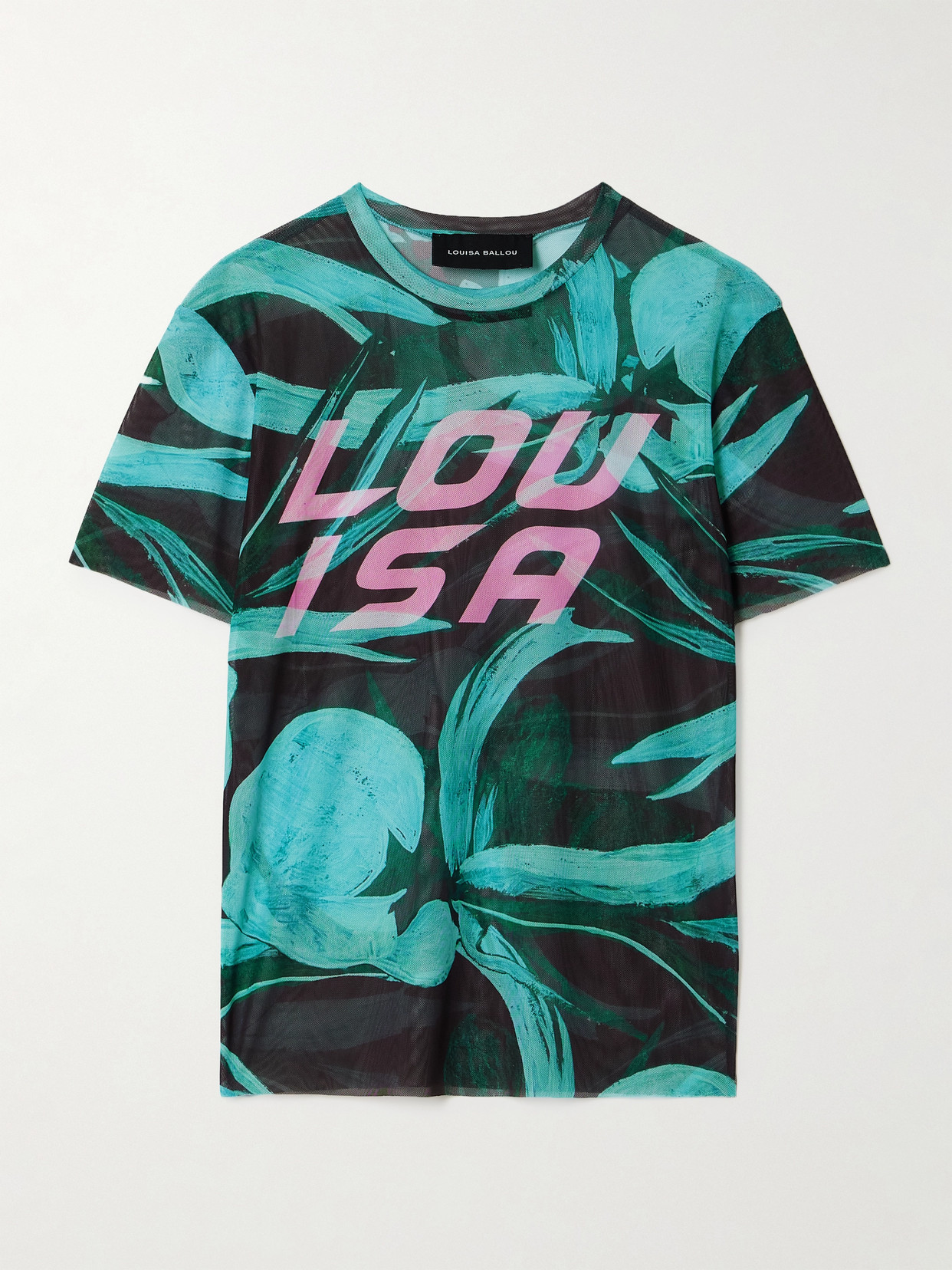 Printed Stretch-Mesh T-Shirt