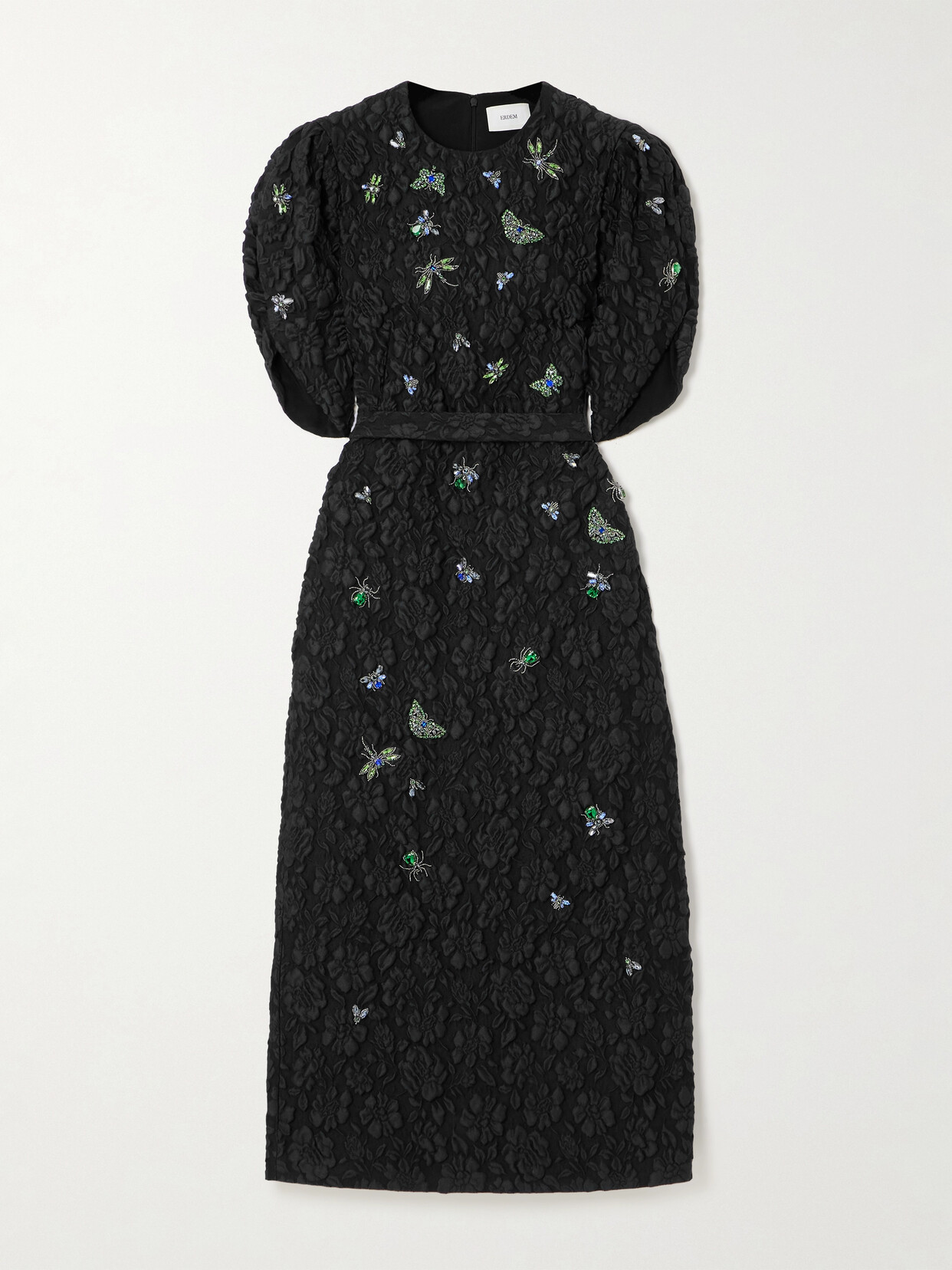 Erdem - Appliquéd Crystal-embellished Cloqué Midi Dress - Black