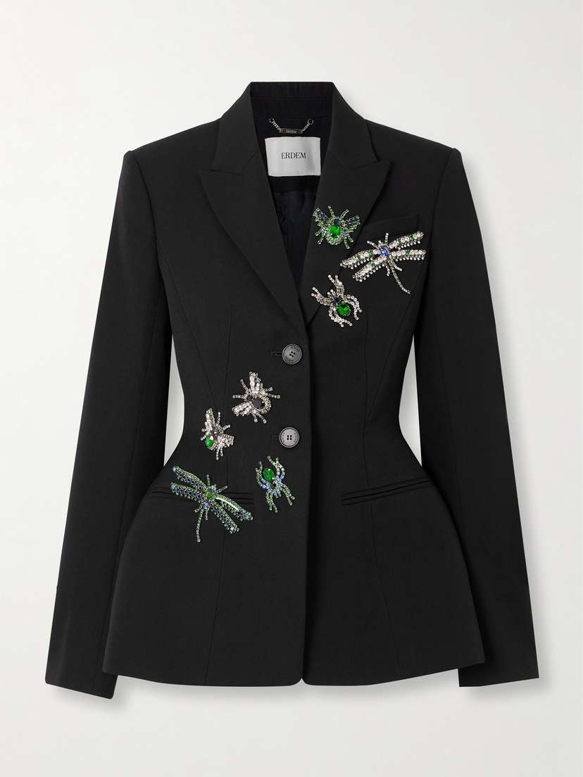Erdem Crystal-embellished Wool Blazer