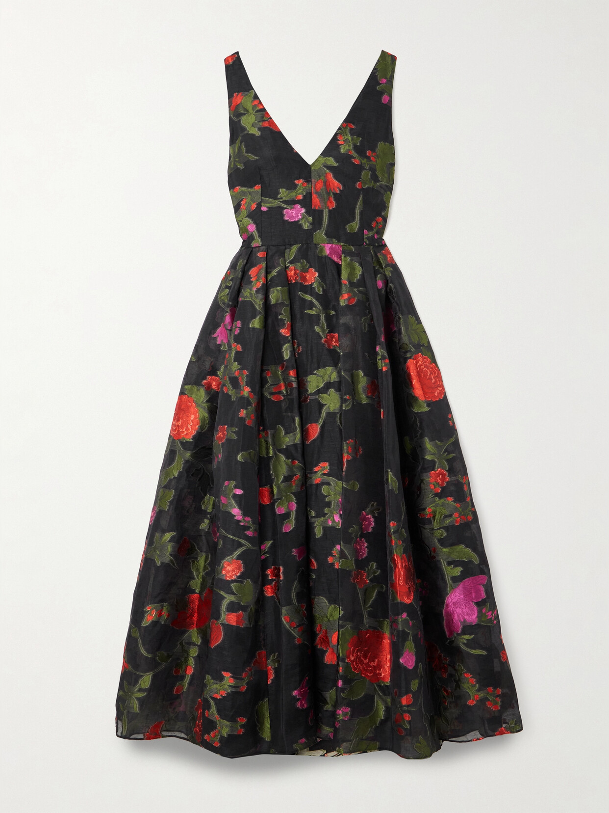 Shop Erdem Fil-coupé Organza Midi Dress In Red