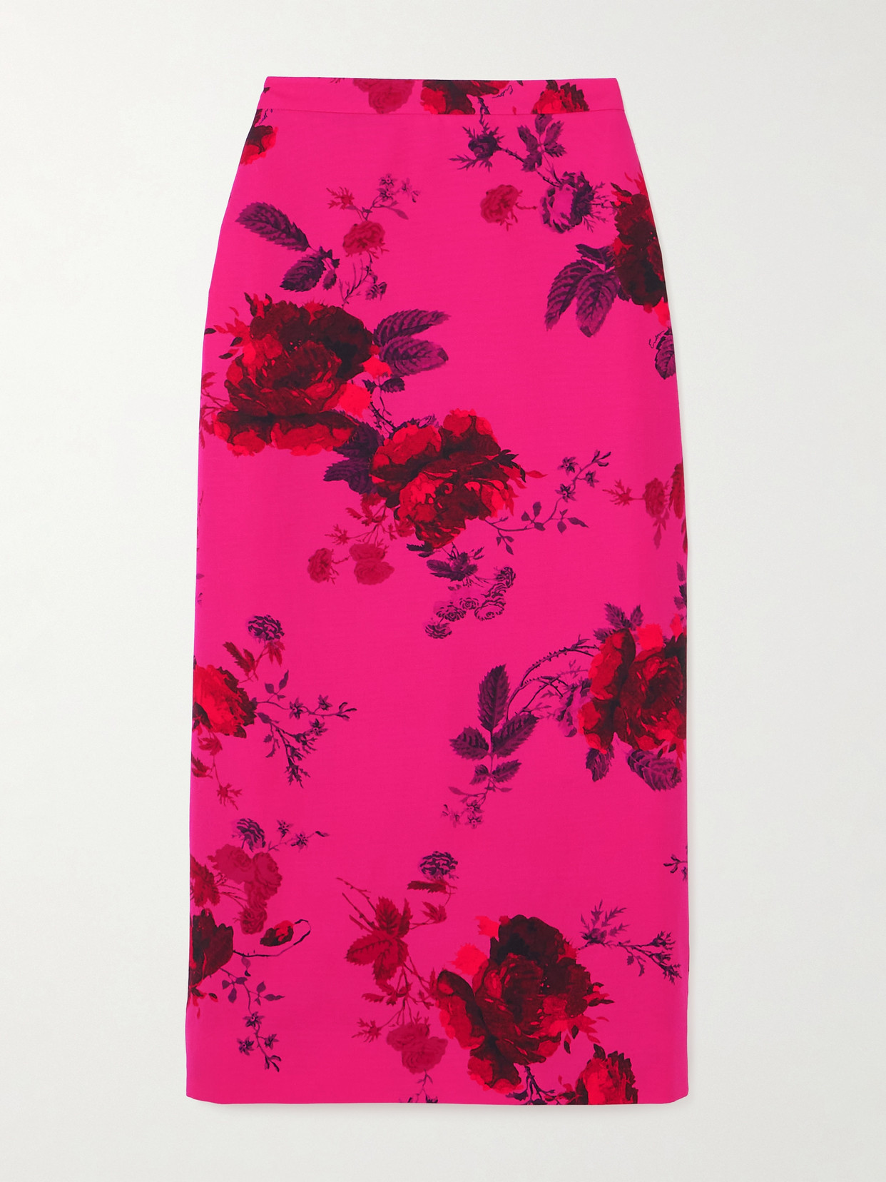 Shop Erdem Floral-print Cotton-faille Midi Skirt In Pink