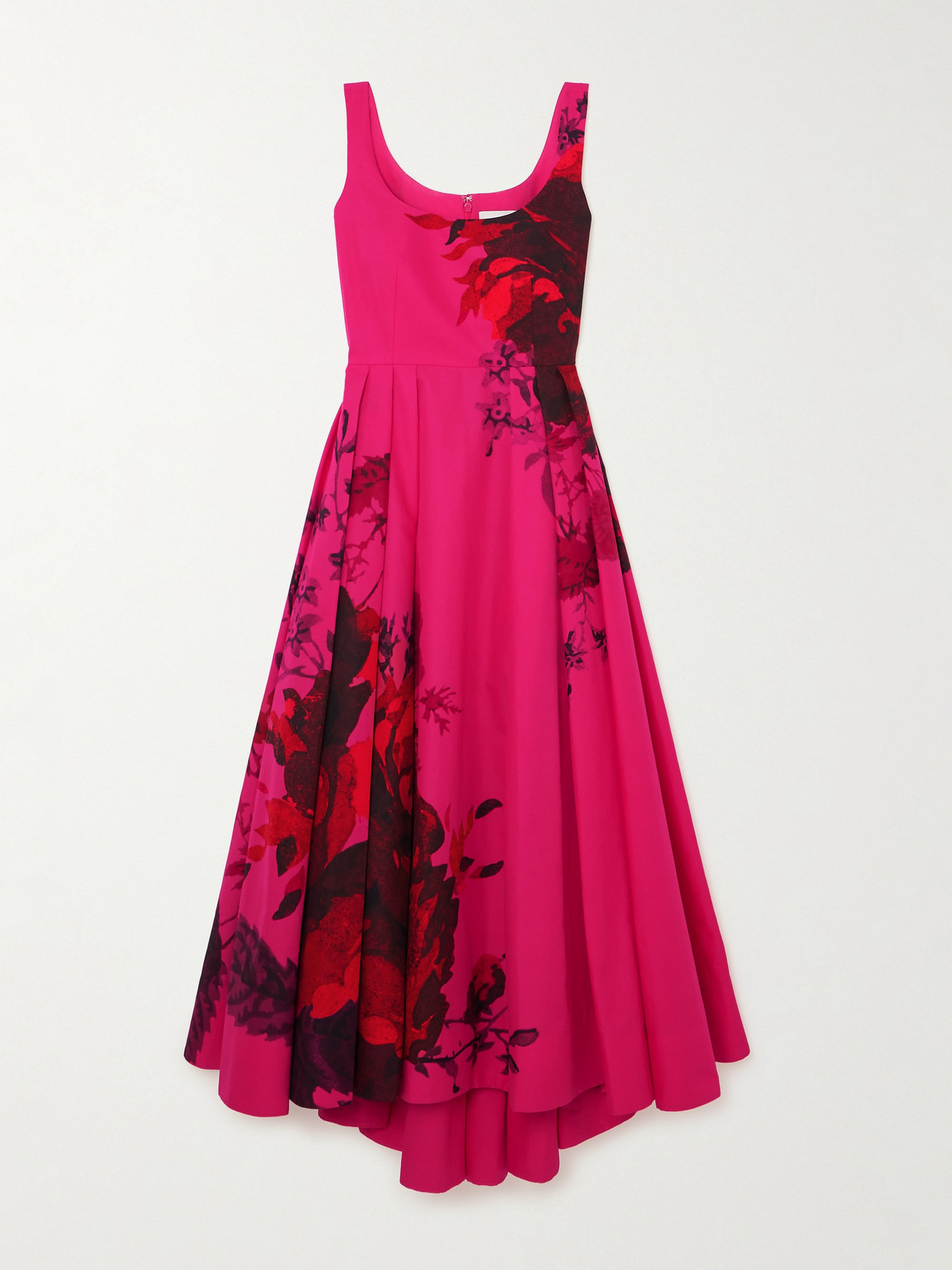 Erdem - Pleated Floral-print Cotton-faille Midi Dress - Red