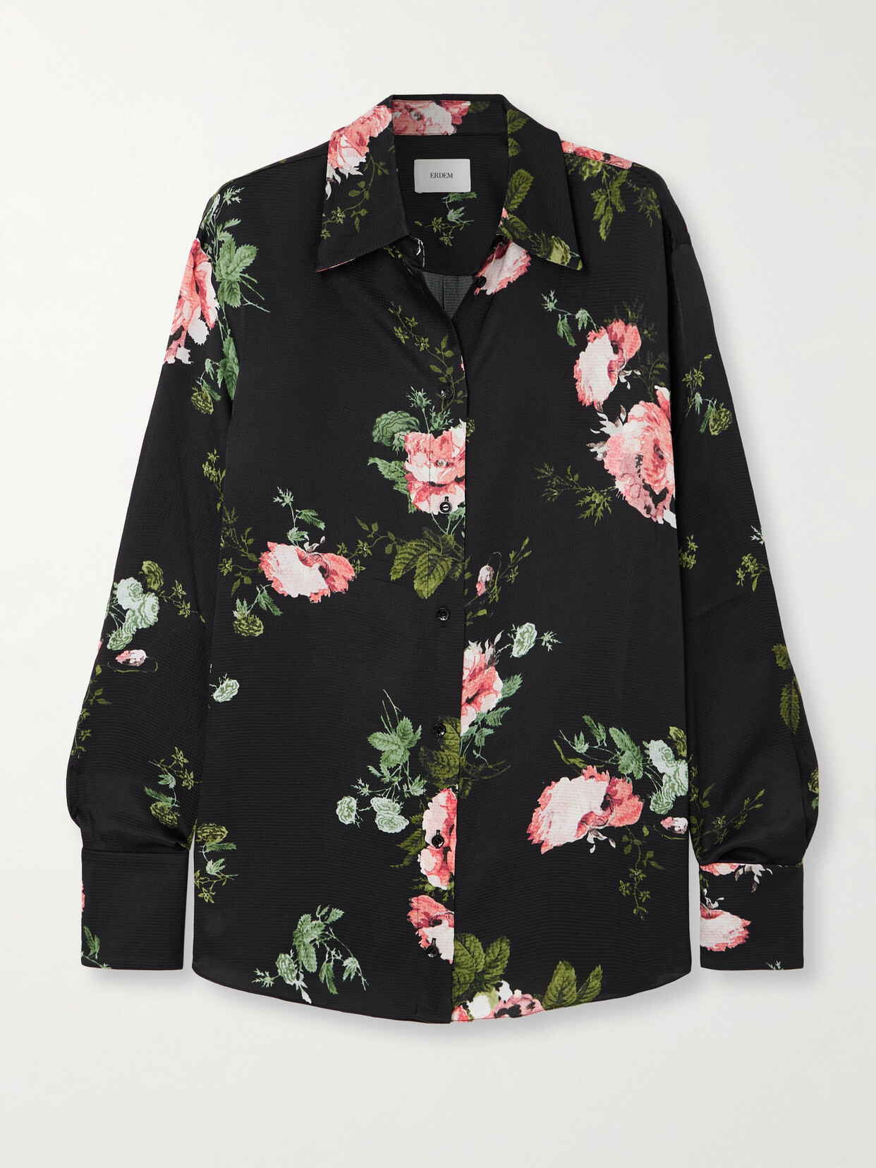 Erdem - Floral-print Seersucker Shirt - Black