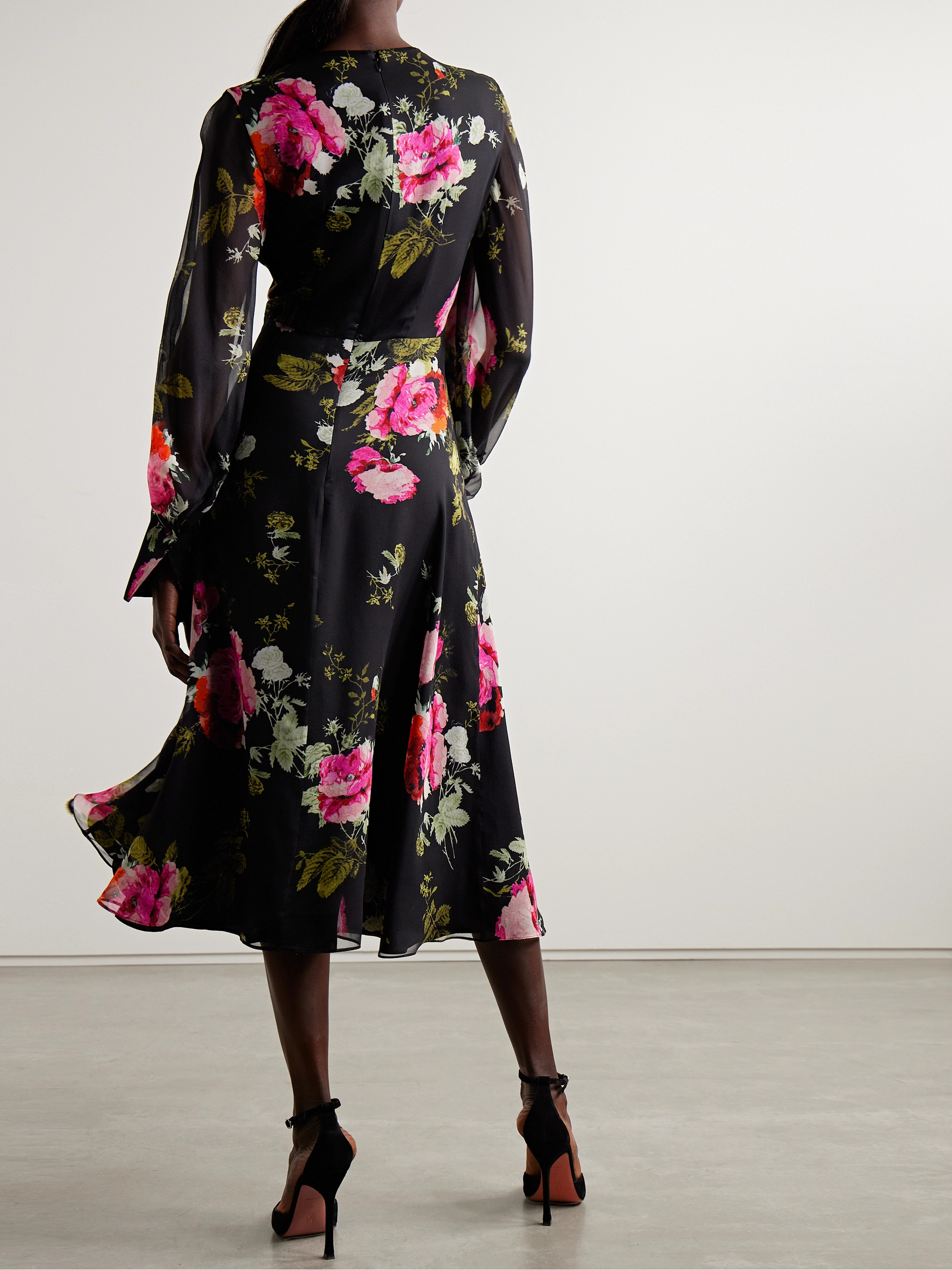 Erdem Floral-print silk-chiffon midi dress thumbnail