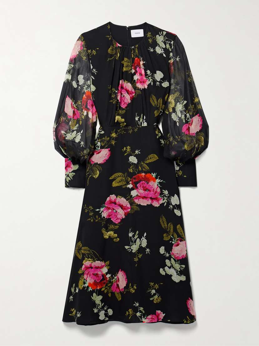 Erdem Floral-print Silk-chiffon Midi Dress