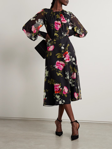 Erdem Floral-print silk-chiffon midi dress