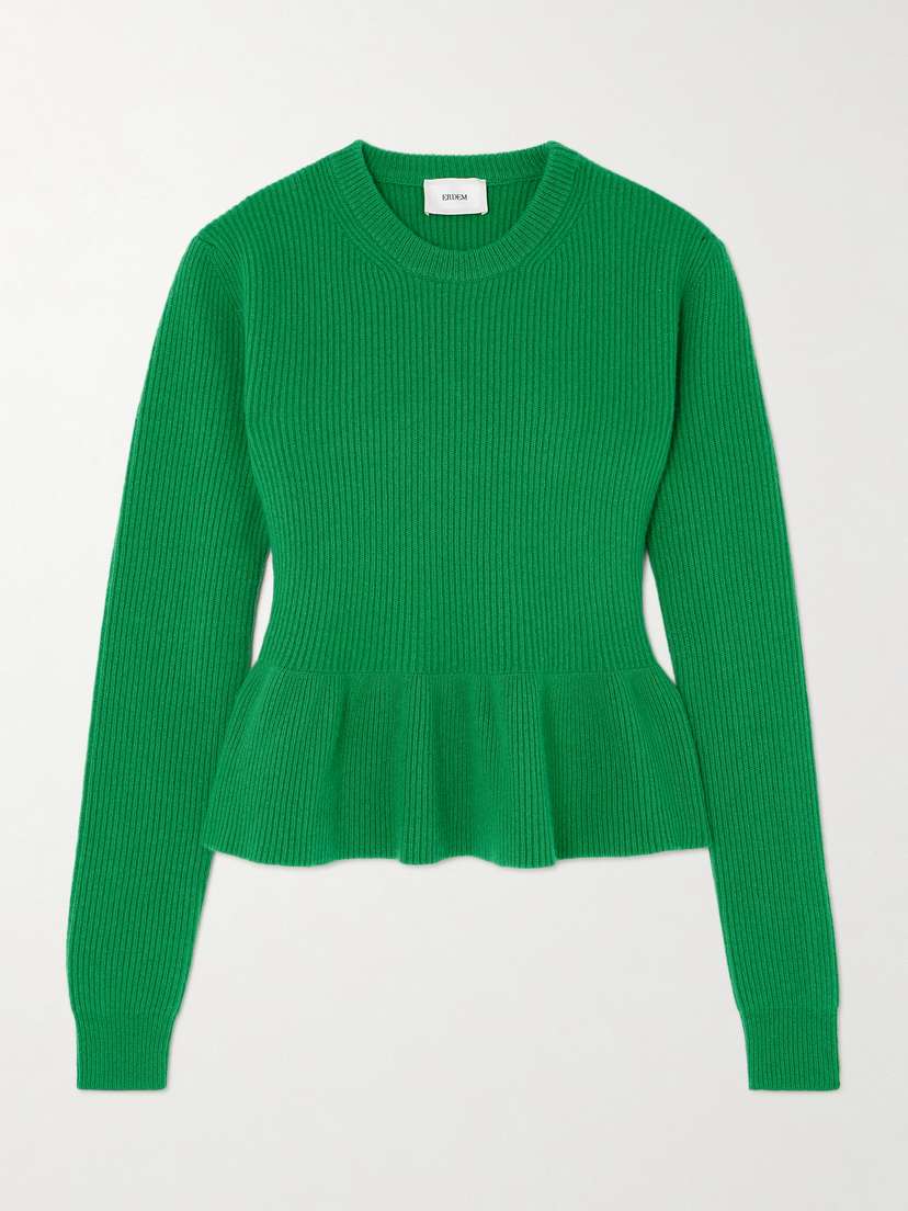 Erdem Ribbed Wool Peplum Sweater