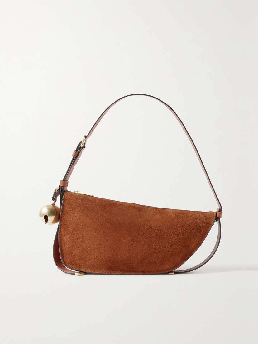 Burberry Embellished Leather-trimmed Suede Shoulder Bag
