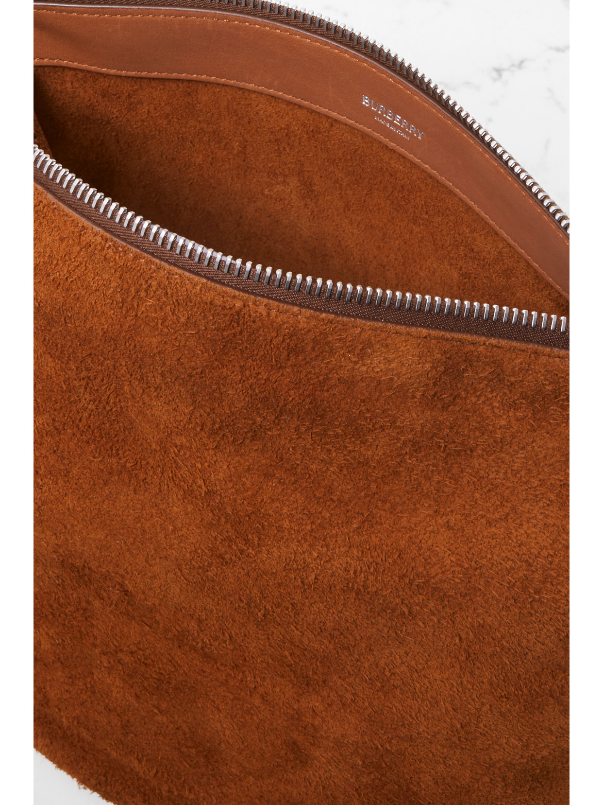 Burberry Asymmetric-design Suede Shoulder Bag In Brown