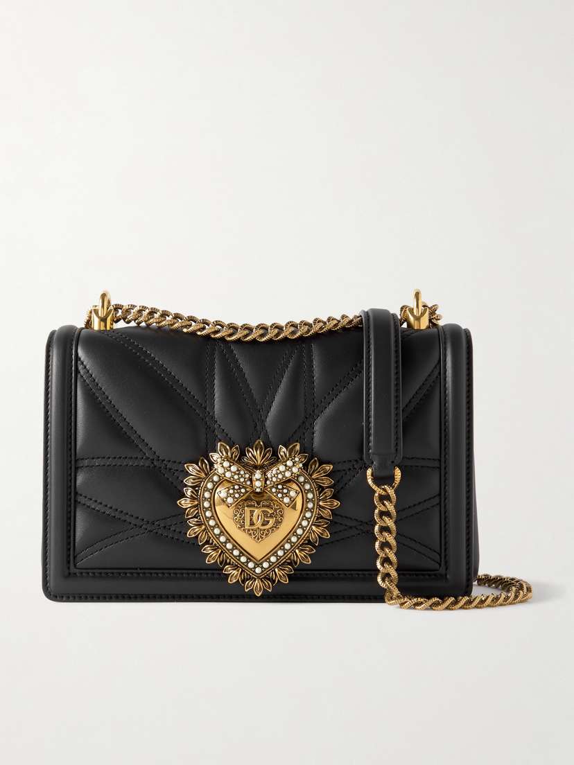 Dolce & Gabbana Devotion Embellished Leather Shoulder Bag