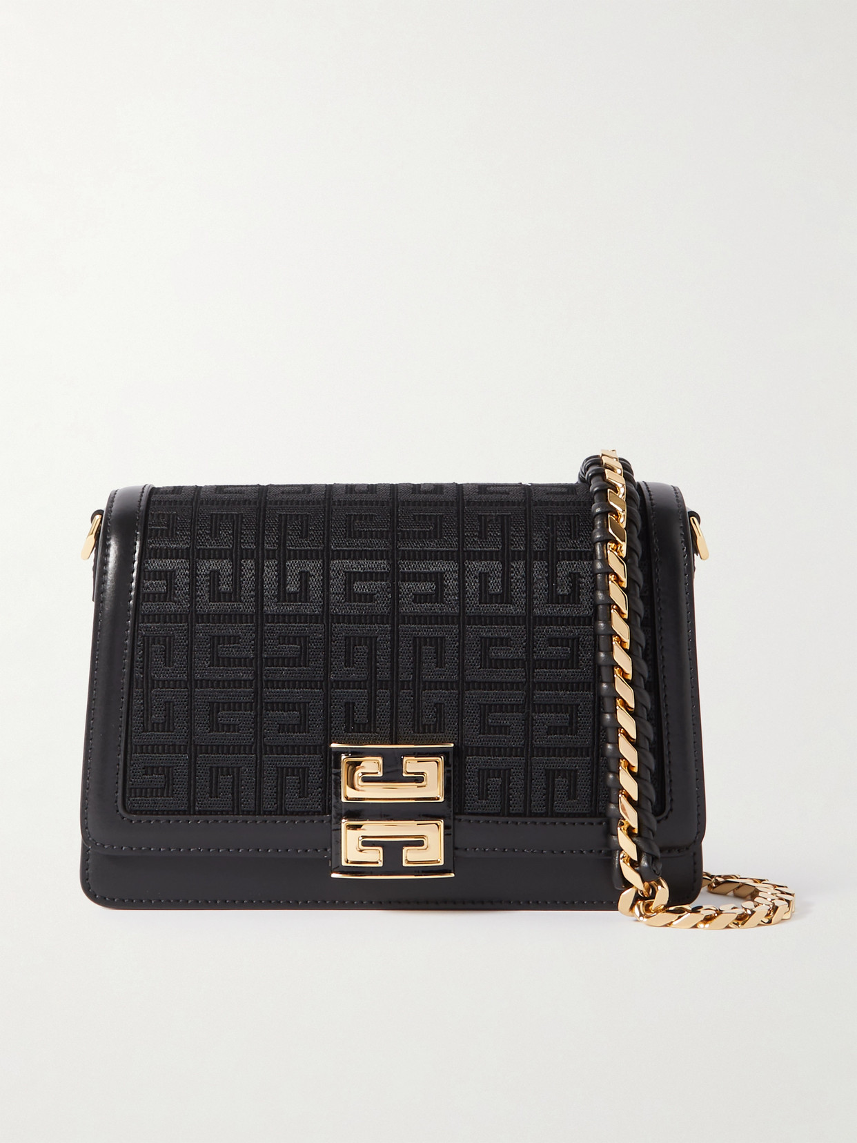 Givenchy Canvas-jacquard And Leather Shoulder Bag In Black