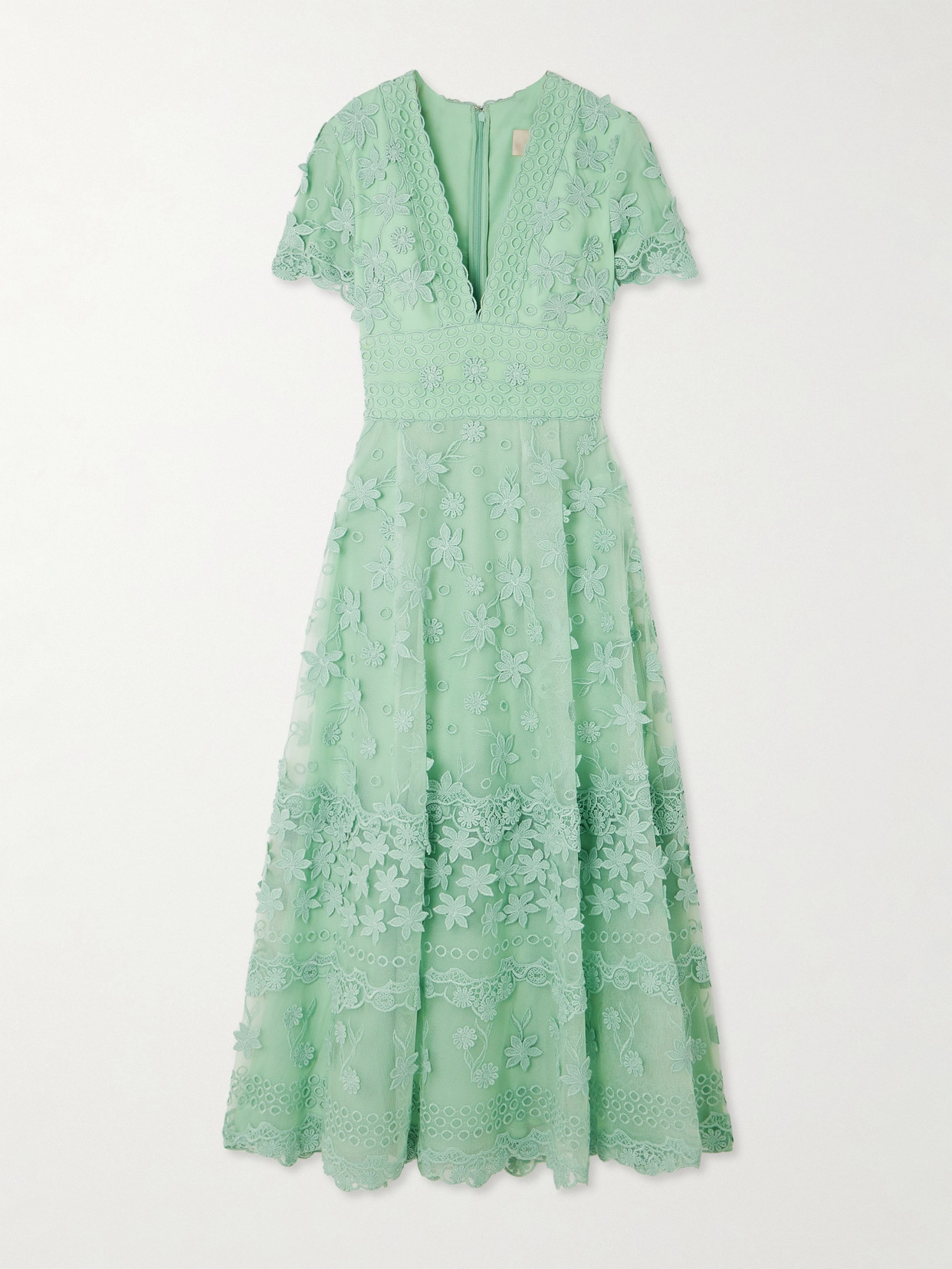 Elie Saab - Embroidered Silk-blend Tulle Midi Dress - Blue