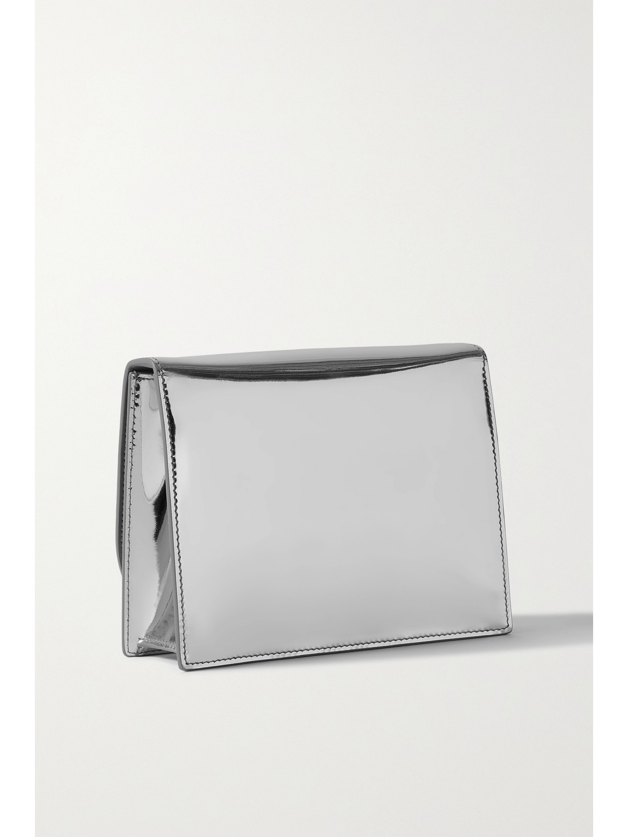 Dolce & Gabbana Metallic Patent-leather Shoulder Bag In Silver