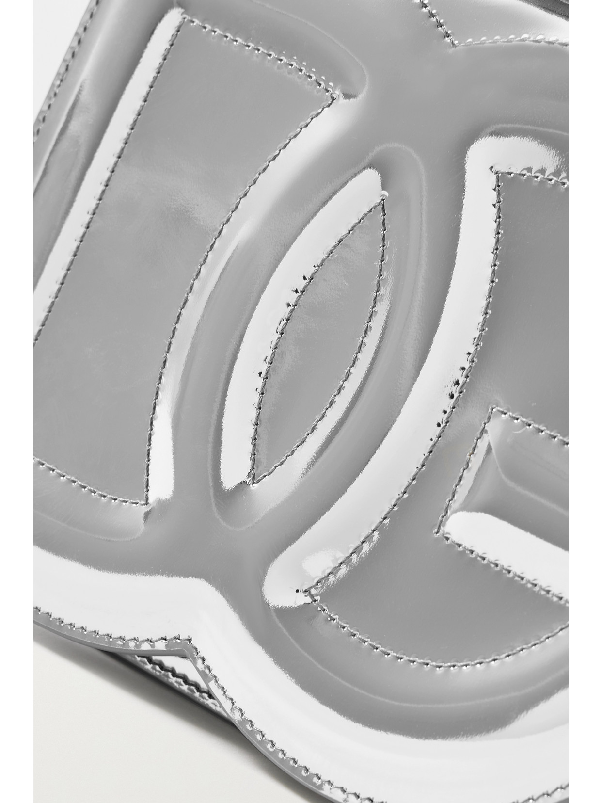 Dolce & Gabbana Metallic Patent-leather Shoulder Bag In Silver