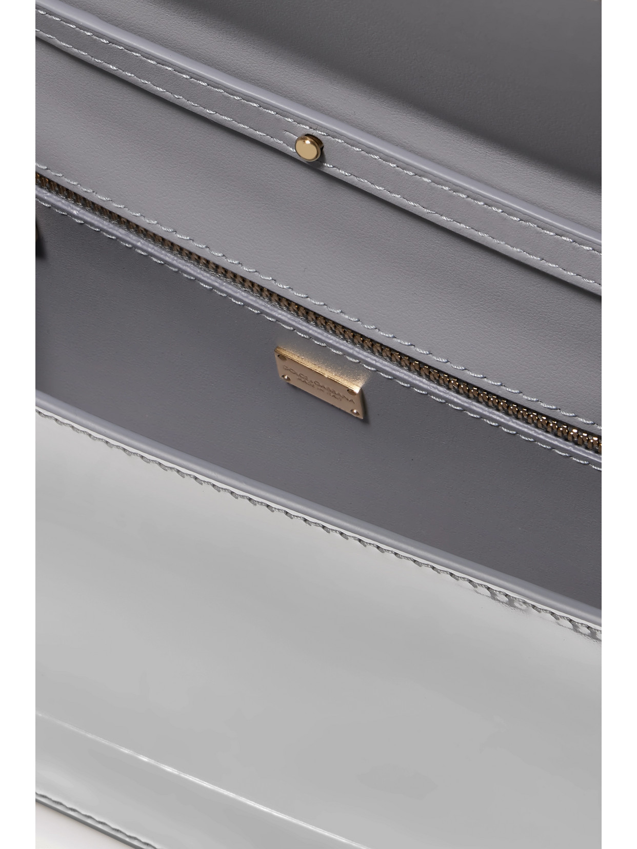 Dolce & Gabbana Metallic Patent-leather Shoulder Bag In Silver