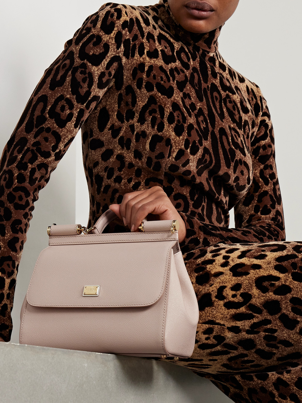 Dolce & Gabbana Sicily Medium Textured-leather Tote In Pink