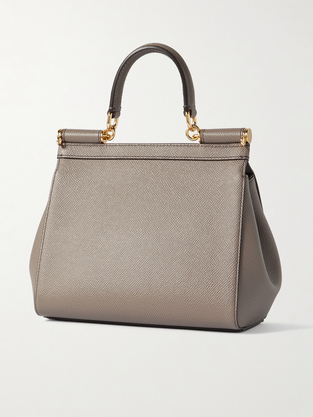Dolce & Gabbana Sicily Small Textured-leather Tote In Brown