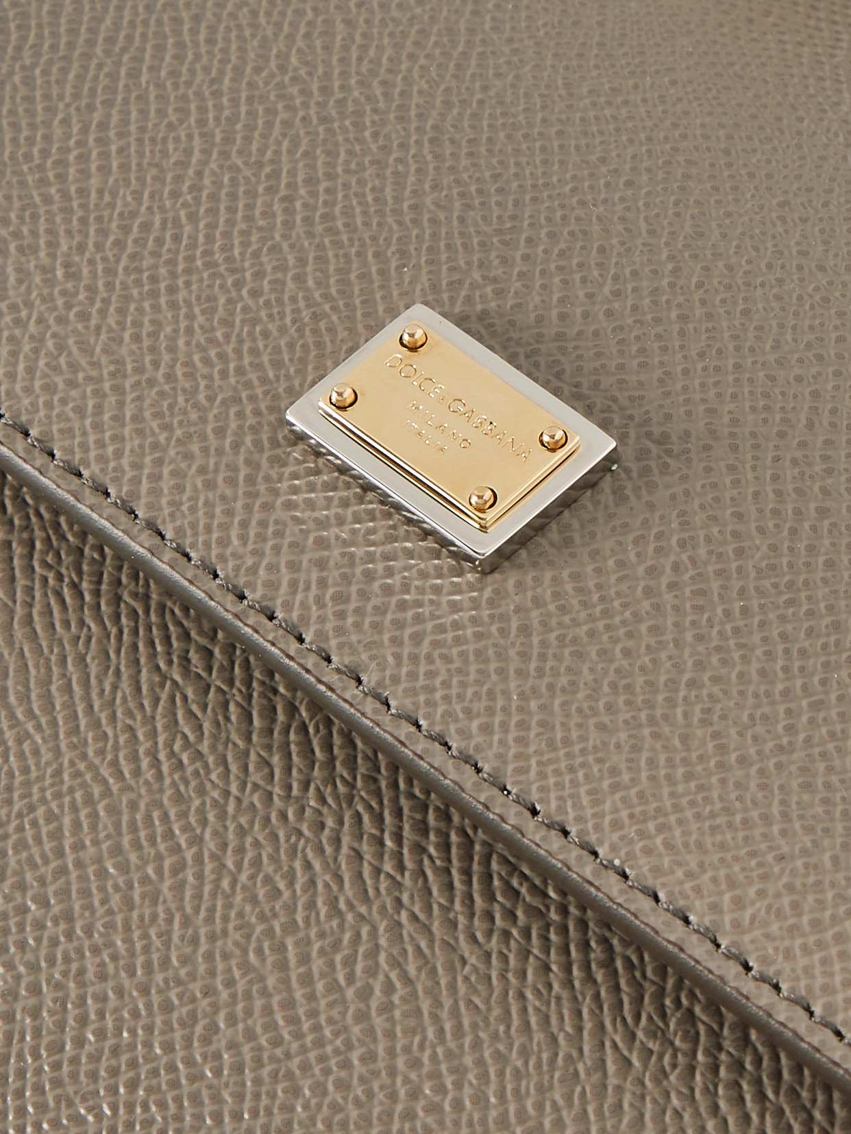 Dolce & Gabbana Sicily Small Textured-leather Tote In Brown
