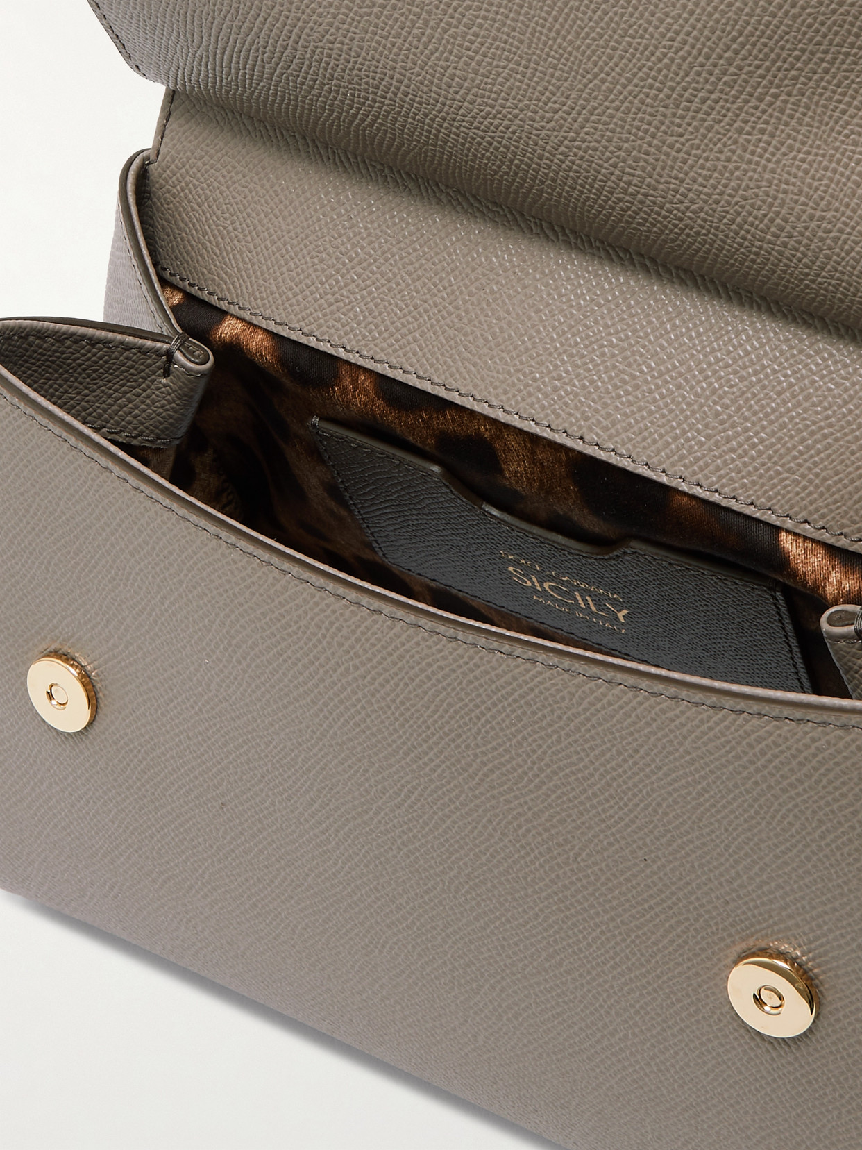 Dolce & Gabbana Sicily Small Textured-leather Tote In Brown