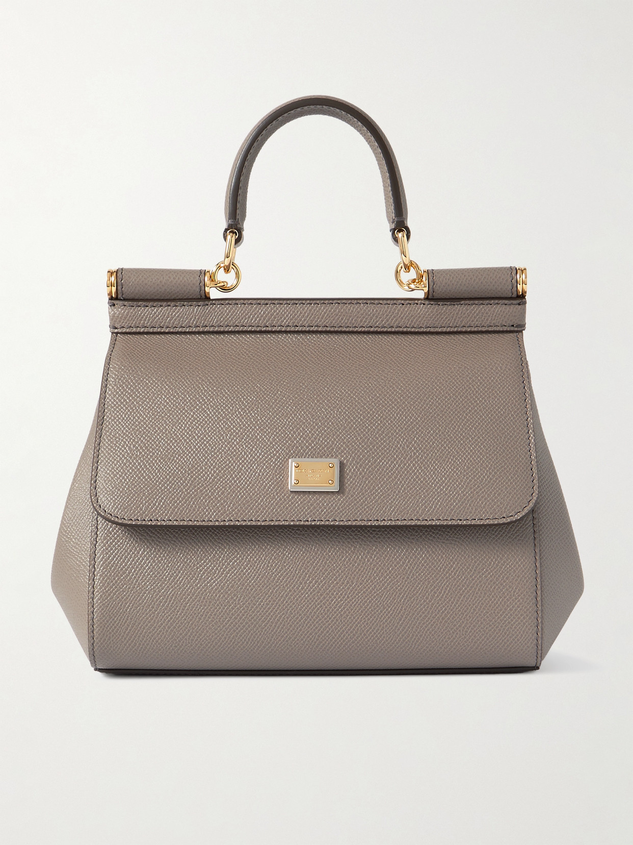 Dolce & Gabbana Sicily Small Textured-leather Tote In Brown
